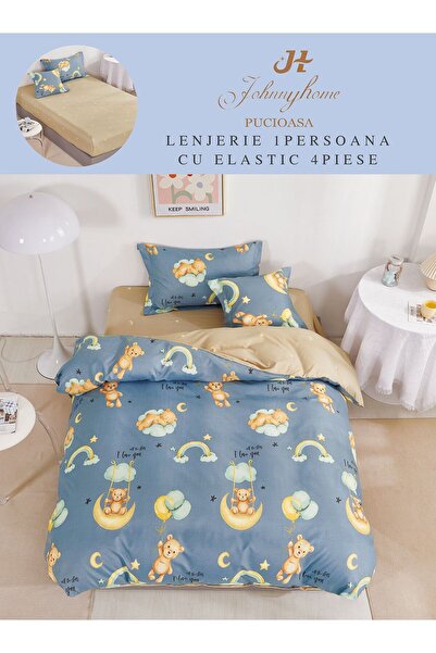 trendyhome 4-Piece Single Bed Linen, with Elastic, Fine Cotton, Modern Print