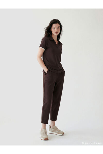 LC Waikiki Brown elastic waist pleated women's sweatpants from gulis gi̇yi̇m