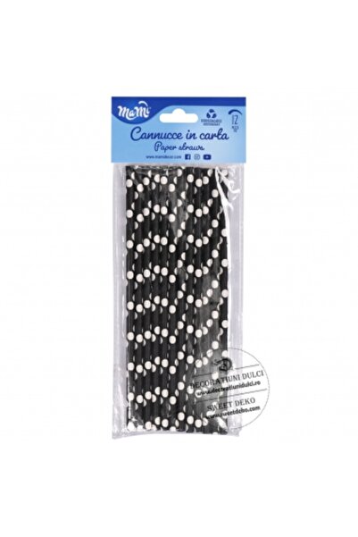Decoratiuni Dulci Paie din χαρτοκιβώτιο, negre cu buline albe (12 buc.)