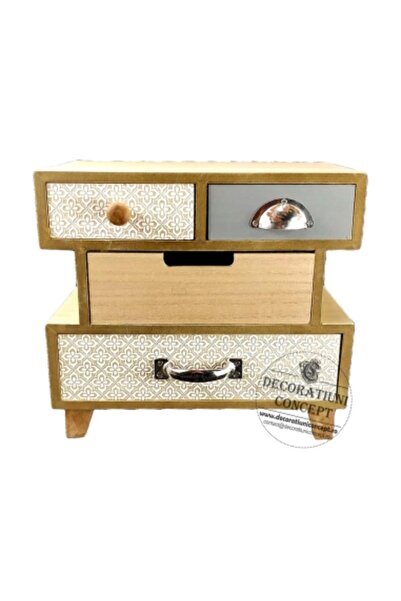 Decoratiuni Dulci Mini dulapior bijuterii Vintage (4 sertare)