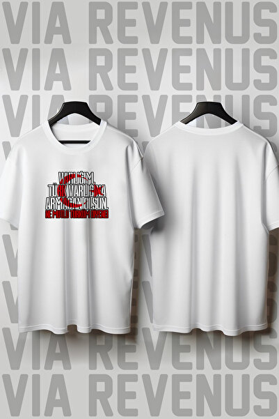 Vordevia Tricou unisex cu imprimeu cu steagul turcesc și cu guler rotund, cu ...