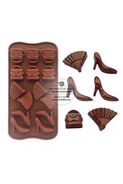 Decoratiuni Dulci Chocolate praline mold lady shapes (shoe, fan, bag)