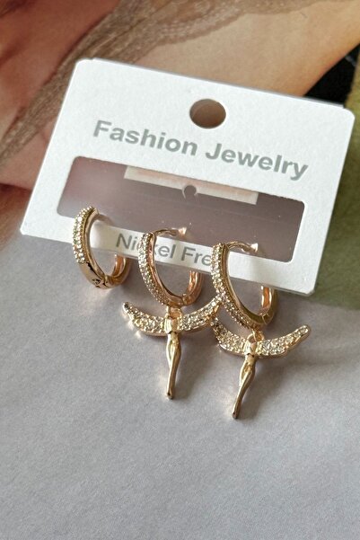 Trendy Butik مجموعة أقراط موديل الملاك VIP من 3 قطع