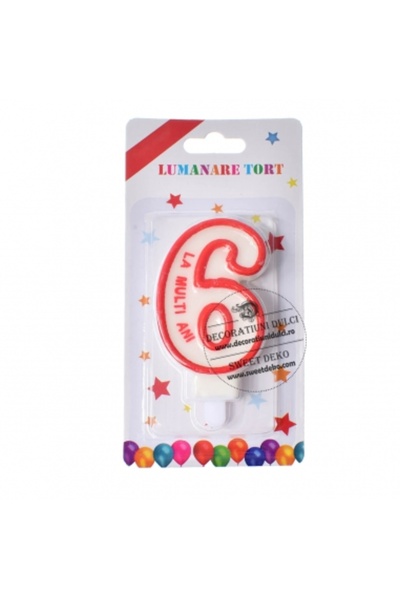 Decoratiuni Dulci Lumanari cifre, La multi ani - Cifra 6