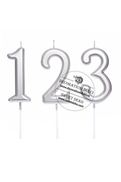 Decoratiuni Dulci Lumanari cifre metalizate, argintii - Cifra 6