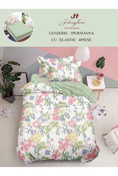 trendyhome 4-Piece Single Bed Linen, with Elastic, Fine Cotton, Modern Print