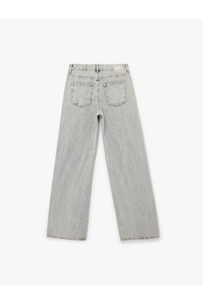 Koton Normal Waist Stone Detailed Cotton Wide Leg Denim Trousers - Wide Leg Jean
