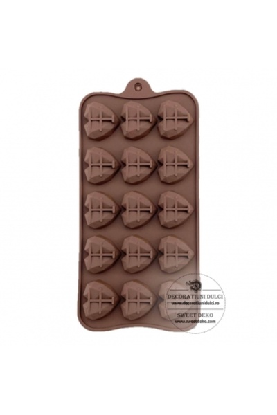 Decoratiuni Dulci Chocolate praline mold small diamond hearts (15 cavities)