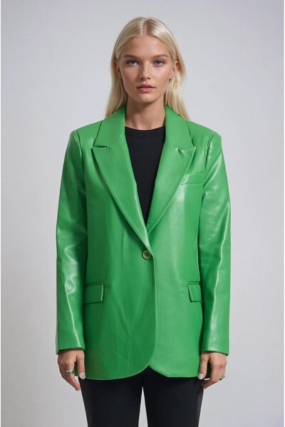 Lijuri Single button leather blazer jacket 6189