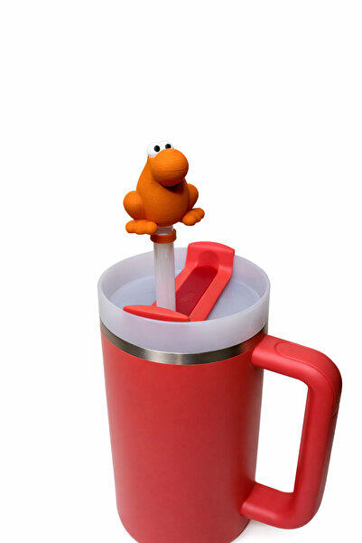 LİYA3D Kurbağa Figürlü Termos Aksesuarı – Sevimli Pipet Süsü