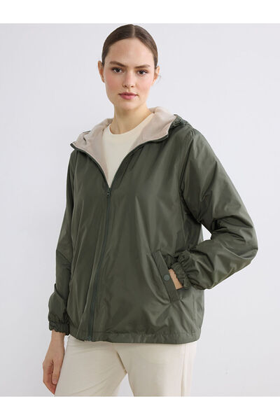 LC Waikiki Mg Trenden Khaki Hooded Women's Raincoat