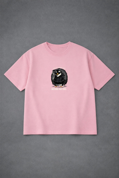 LORVEX Oversize Unisex T-Shirt 100% Cotton Comfortable Fit Nihilist Penguin P...