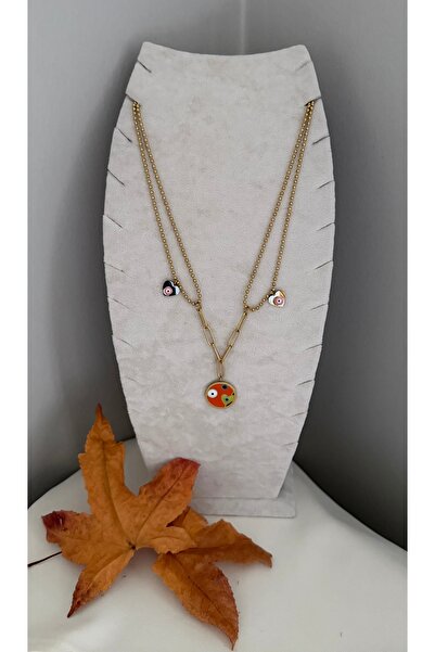 XUPING JEWELRY XUPİNG altin kaplama mineli uçlu ikili kolye