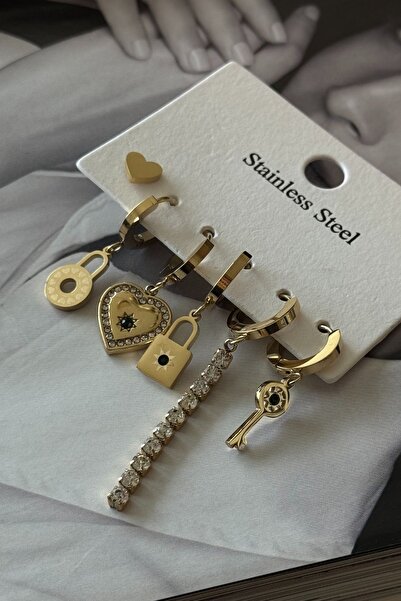 Trendy Butik Steel 6-piece dangle earring set