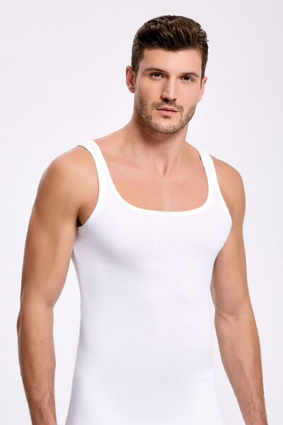 İlke 6 Pieces, Men's Athlete Tank Top, 100% Cotton Camisole, Accordion Knit F...