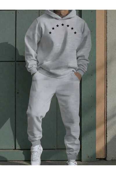 tkn your style Men's Alt Top Set Sequential Star Print Design Hooded Sweatshirt