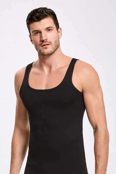 İlke 6 Pieces, Men's Athlete Tank Top, 100% Cotton Camisole, Accordion Knit F...