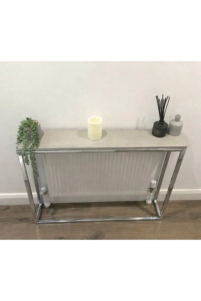 LARADESİGN Kuğu Dresuar, Antre Salon Dekoratif Kalorifer Kapatıcı, Krom Dresuar