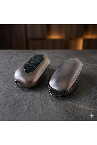 Universal TOGG Uyumlu Smart 3 Buton Silikon Oto Anahtar Kumanda Kabı Kılıf Gri