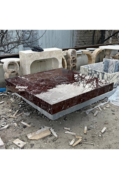 adomarmarblehandmadeandluxury Rosso Levanto Orta Sehpa