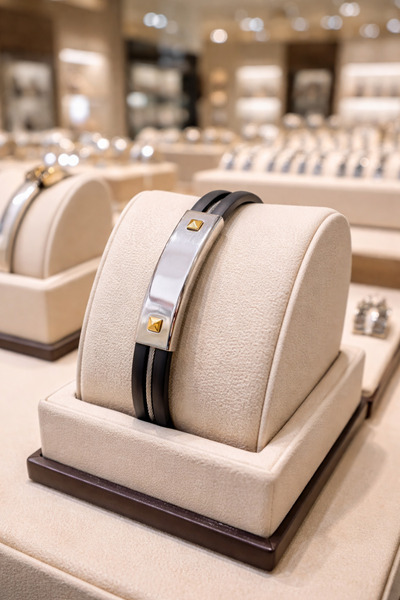 mertyavm Lüks Çelik Erkek Bileklik Özel Tasarım Çift Örgü Kordon Vidalı Plaka...