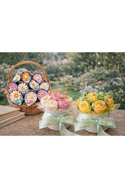 AlessandrinaCandles Coșuleț Premium cu Aranjament Floral din Ceară – Cadou 1-...