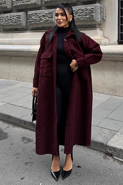 Lijuri Oversized button-down long coat with pockets 7131