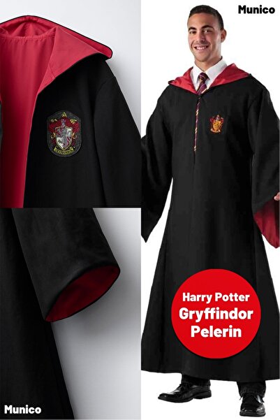Munico Gryffindor Harry Potter Çocuk Kostümü 9-10 Yaş Nakışlı Armalı Cübbe