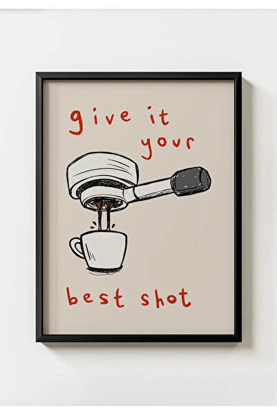 MIOVI WORKS Best Shot | Siyah Çerçeveli Modern Minimal Coffee Mutfak Duvar De...