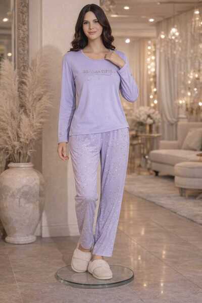 Boyraz homewear Boyraz Milan Kumaş Yıldızlı Pijama Takımı