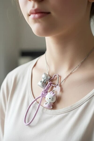 Hello Kitty Lisanslı Oturarak Duran Figür Kolye