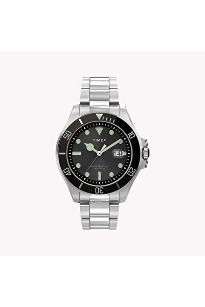 Timex Men's Silver Stainless Steel Watch, Black Dial | Tw2u41800