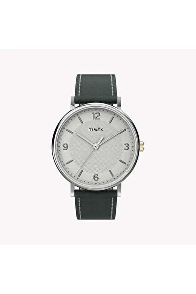 Timex Men's Gray Leather Watch, White Dial | Tw2u67500