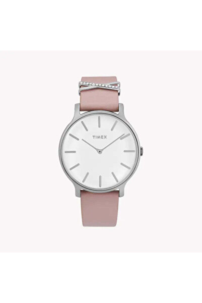Timex Women's Pink Leather Watch, White Dial | Tw2t47900
