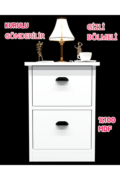 KONAK EV EŞYALARI Gloin Gizli Bölmeli Komodin,MDF,Kurulu Gönderilir,Montaj Ge...