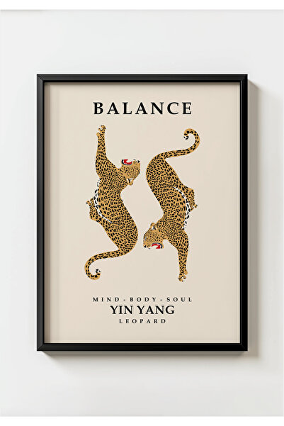 MIOVI WORKS Balance Yin Yang | Siyah Çerçeveli Minimal Denge & Figüratif Salo...