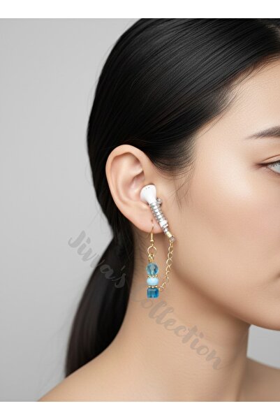 Jivva's Collection حامل سماعات الأذن. يبدو أنيق وعصري مع الخرز الأزرق. حامل أ...