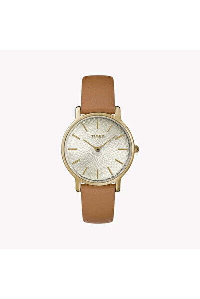 Timex Women's Tan Leather Watch, Silver Dial | Tw2r91800