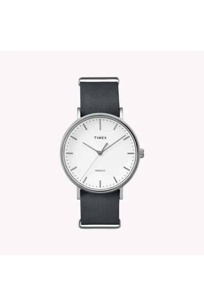 Timex Unisex Gray Leather Watch, White Dial | Tw2p91300
