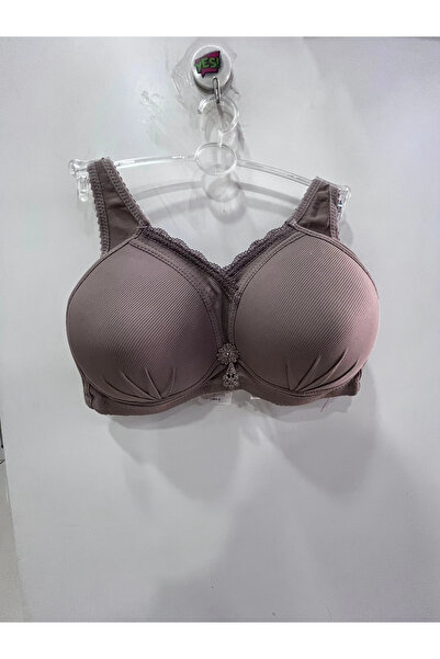 NERGIZ Women's Lace Detailed Front Underwire-Free Gathering Mink Bra