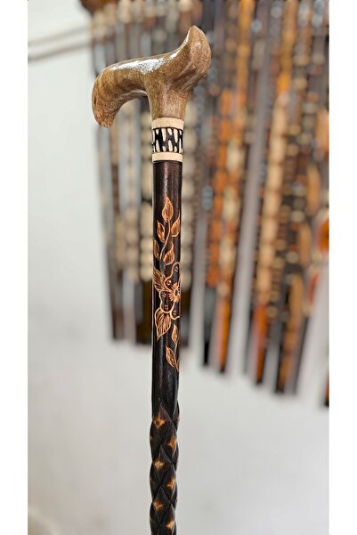 Saatistan El yapımı kızılcık ağacı devrek bastonu, şık ve dayanıklı tasarım