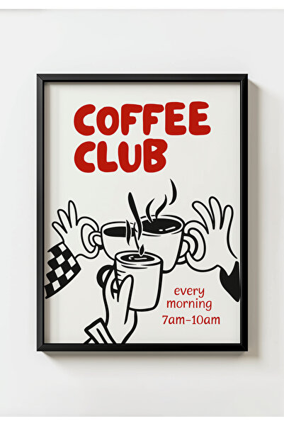 MIOVI WORKS Coffee Club | Siyah Çerçeveli Modern Minimal Coffee Mutfak Duvar ...