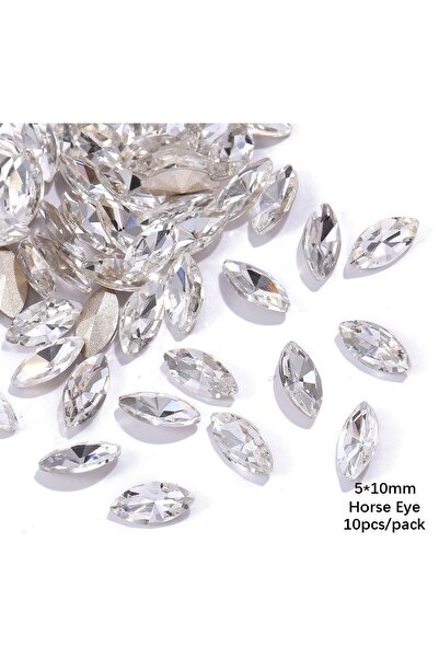 yiğit aksesuar 100 Pieces of Adhesive Stone Backed Convex Shaped Shuttles 5X1...