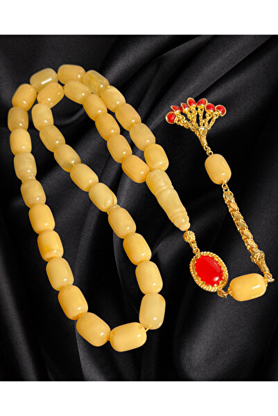 Erbab i Kehribar Certified Drop Amber Prayer Beads - Silver Tassel Design