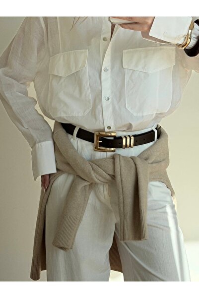 ERDESIGNN Women's Black Gold Buckle Pants Belt Skirt Belt Dress Belt Coat Belt