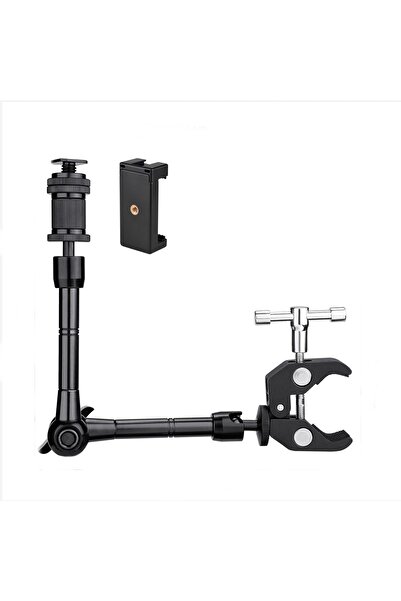 AZT 11" inç 27cm Magic Arm Sihirli Kol + Super Crab Clamp Kelepçe + Telefon T...