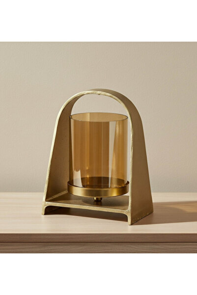 Generic حامل شموع ألومنيوم أكورد بتصميم إعصار مع زجاج لامع - 16 × 11.5 × 22 سم