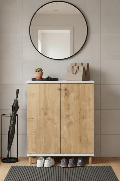 PEKA 2 Kapaklı 3 Raflı Ayakkabı Dolabı – Ayakkabılık Mutfak & Banyo Düzenleyici