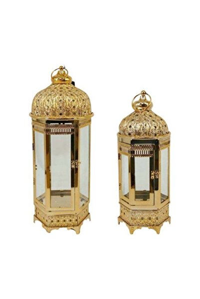 AZOZ MERCHLY طقم فوانيس رمضانية أنيقة مكون من قطعتين