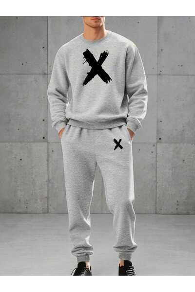 tkn your style Men's Alt Top Team X Print Design Crew Neck Sweatshirt